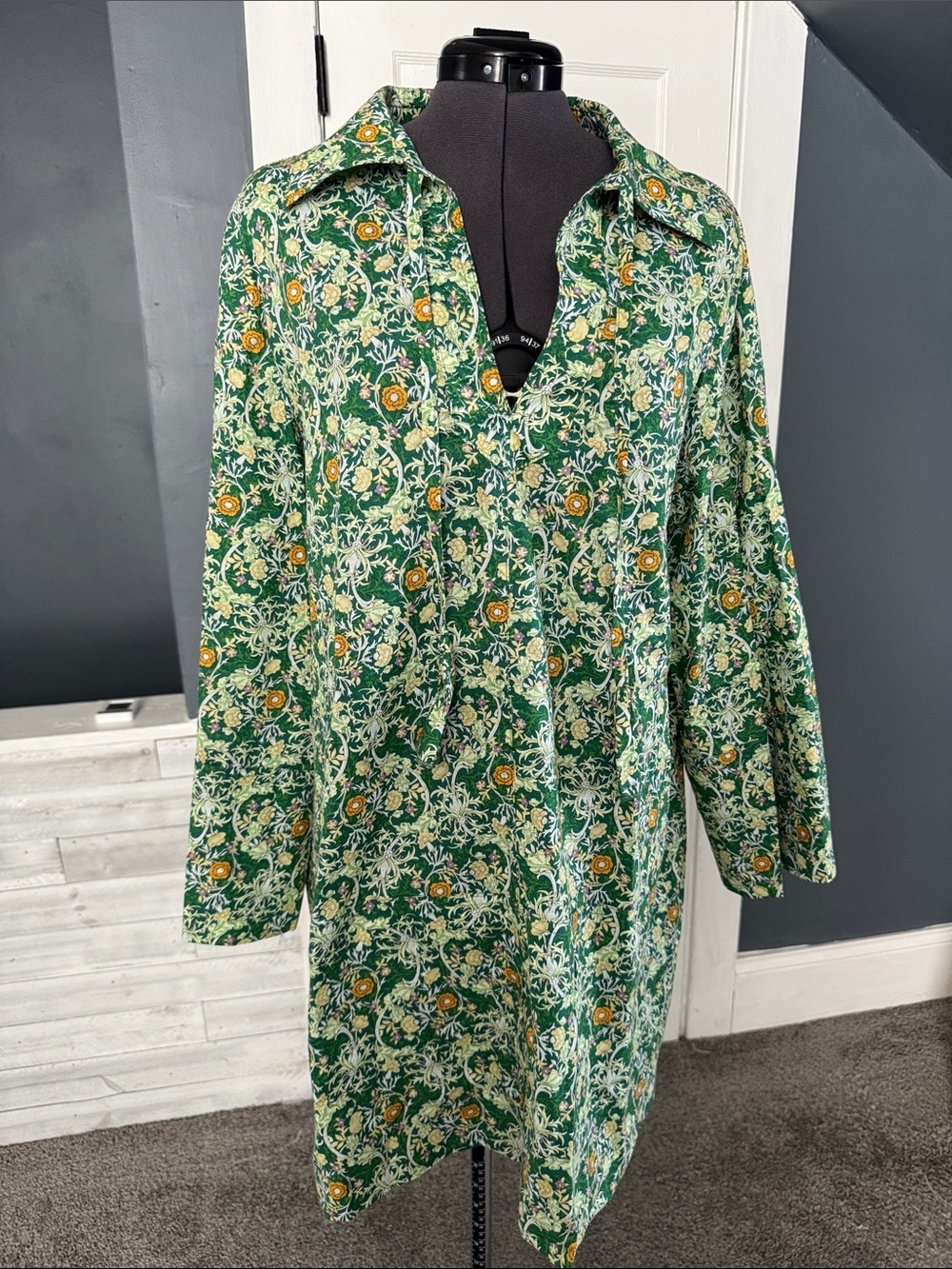 Tuckernuck Green Floral Long-Sleeve Tunic Dress